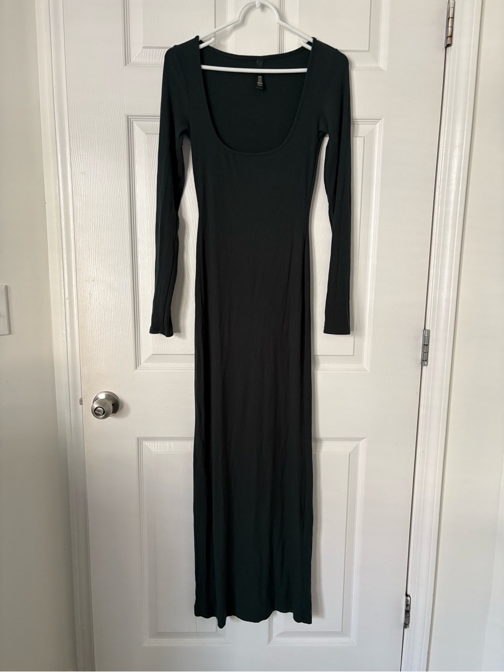 Skims Super Soft Lounge Long Sleeve Ribbed Dress Hunter Green Size M - Picture 2 of 6